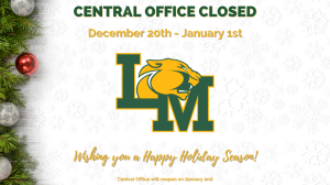 Central Office closed from 12/20 to 1/2